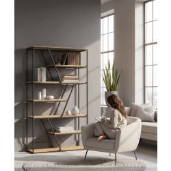 REGAŁ NA KSIĄŻKI METALOWE DREWNO LITE DĄB JESION OLCHA RNK-116